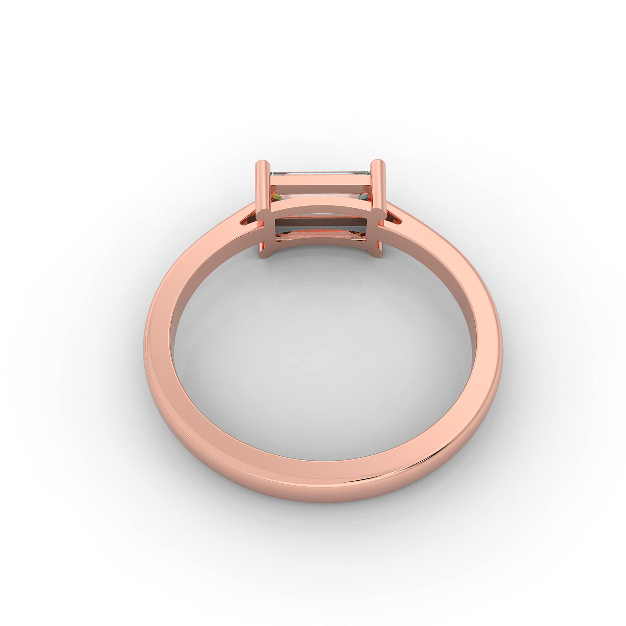 Baguette Cut Solitaire Ring, Hallmarked 925 Sterling Silver